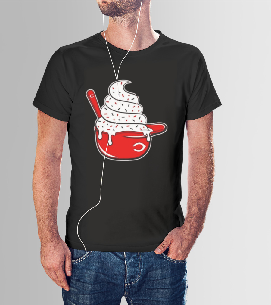 Cincinnati Reds Ice Cream Helmet With Sprinkles And Spoon T-Shirt