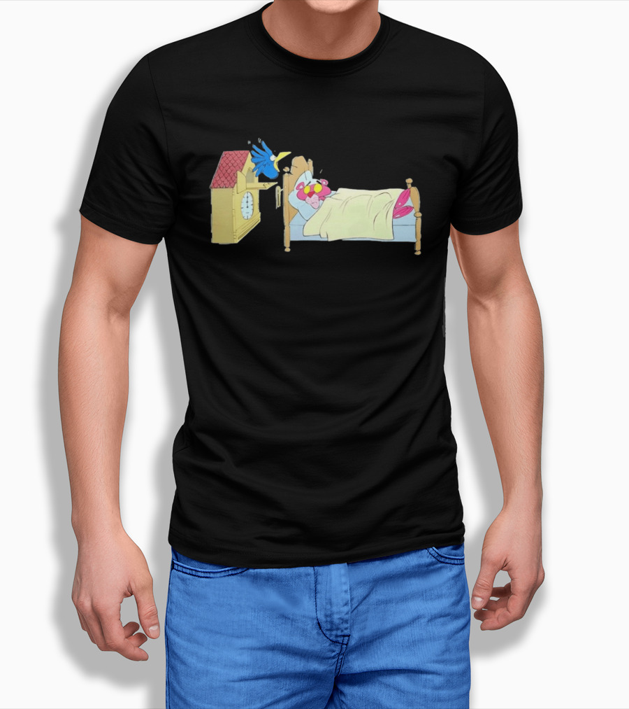 Onlyretro Pink Panther Startled Awake By Cuckoo Surprise T-Shirt