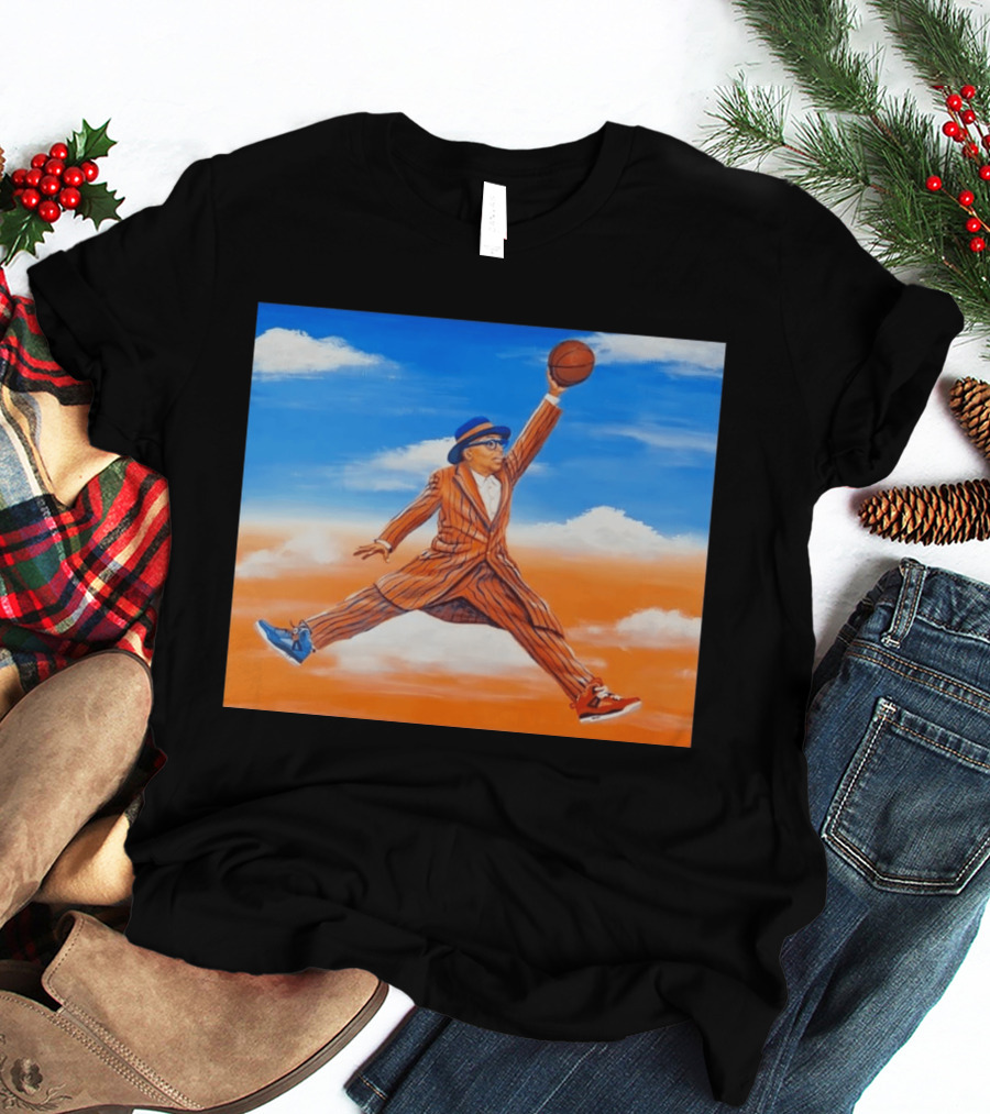 Spike Lee Jumping Basketball Air Jordan Jumpman Striped Suit Sky Sneakers T-Shirt