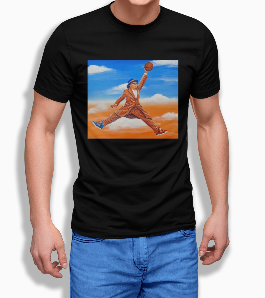 Spike Lee Jumping Basketball Air Jordan Jumpman Striped Suit Sky Sneakers T-Shirt