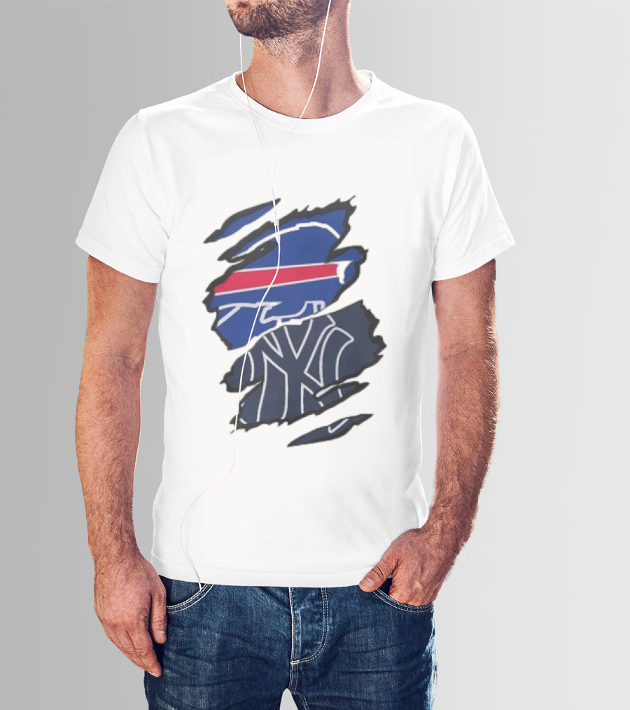 Buffalo Bills New York Yankees Split Collaboration Beneath The Surface T-Shirt