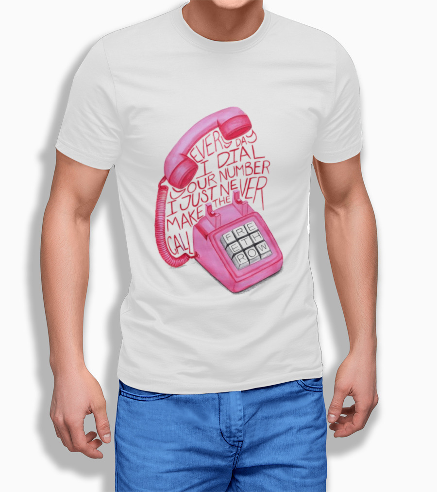 Every Day I Dial Your Number I Just Never Make The Call Retro Pink Telephone T-Shirt