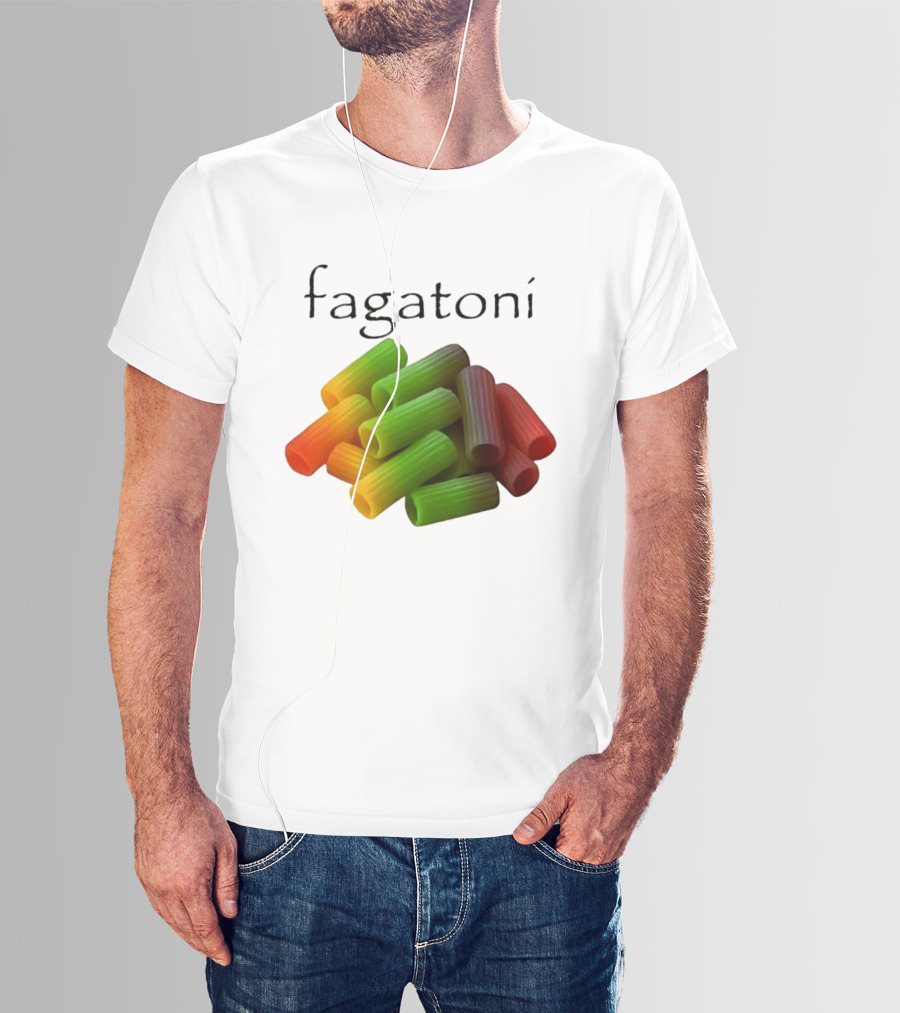 Fagatoni Rainbow Rigatoni Pasta Food Joke Pun LGBTQ+ Pride Humor T-Shirt