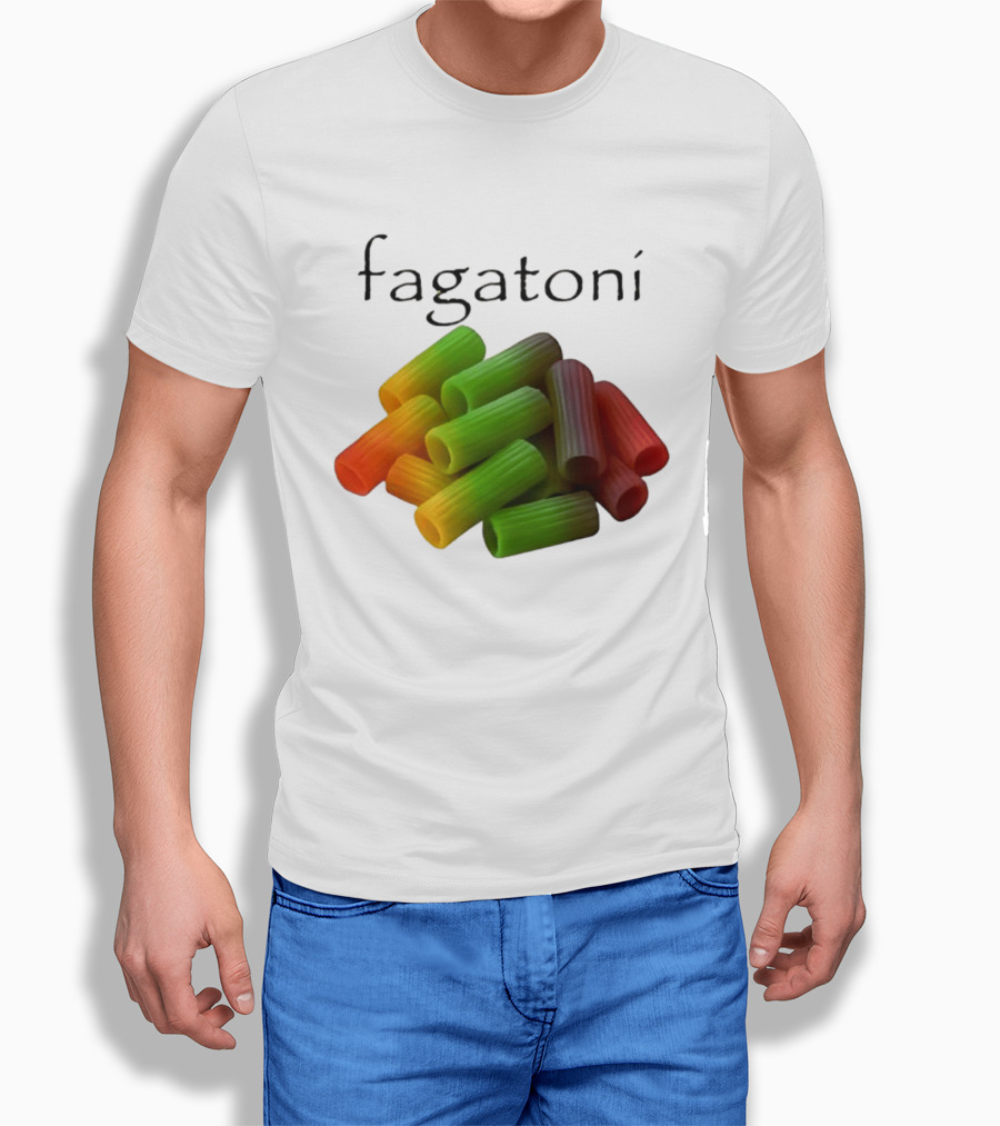 Fagatoni Rainbow Rigatoni Pasta Food Joke Pun LGBTQ+ Pride Humor T-Shirt