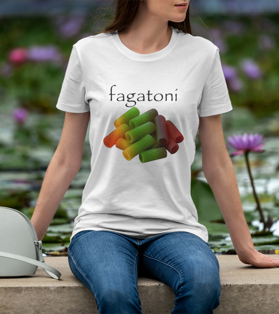 Fagatoni Rainbow Rigatoni Pasta Food Joke Pun LGBTQ+ Pride Humor T-Shirt