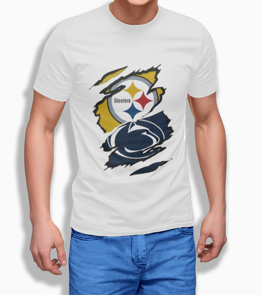 Pittsburgh Steelers Penn State Scratched Logo Fusion Beneath The Surface T-Shirt