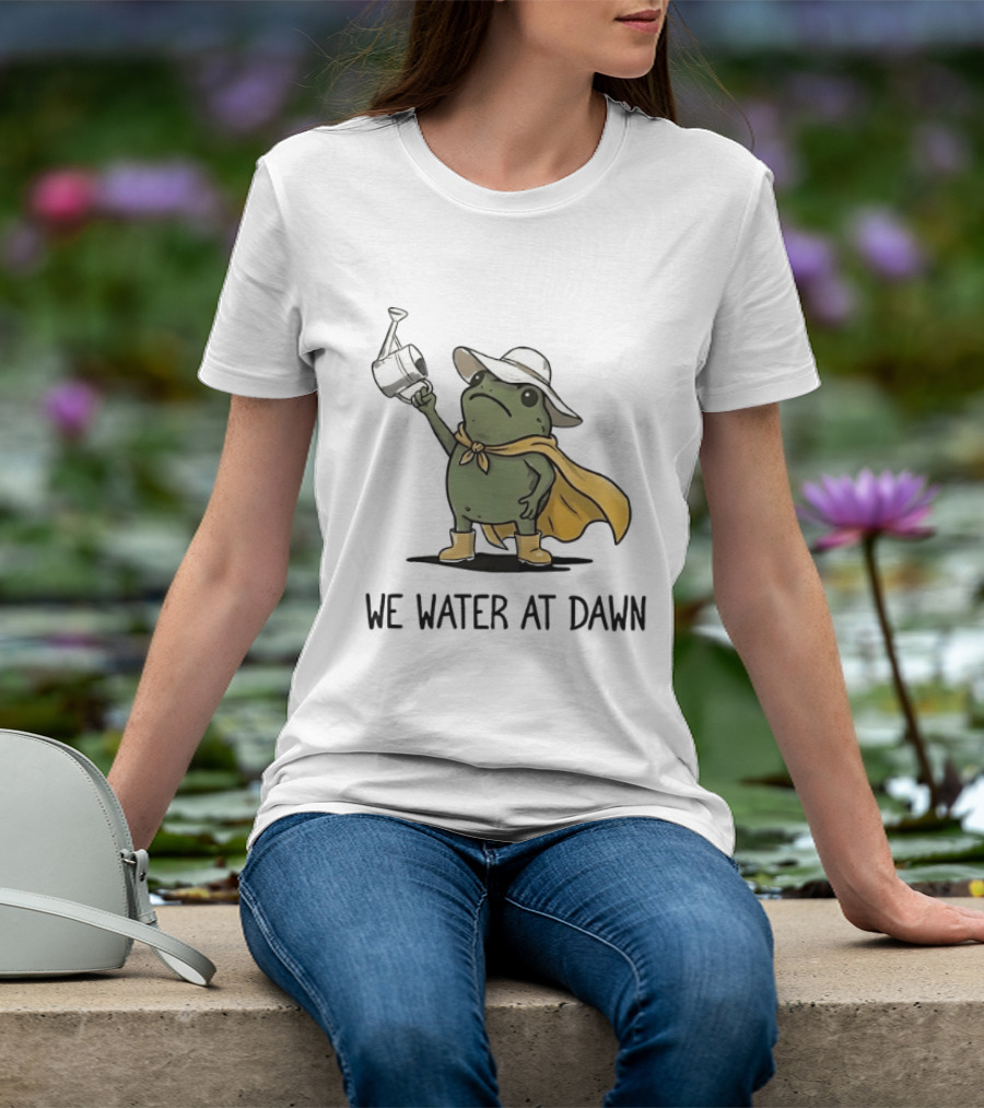 Frog We Water At Dawn Yellow Cape And Hat T-Shirt