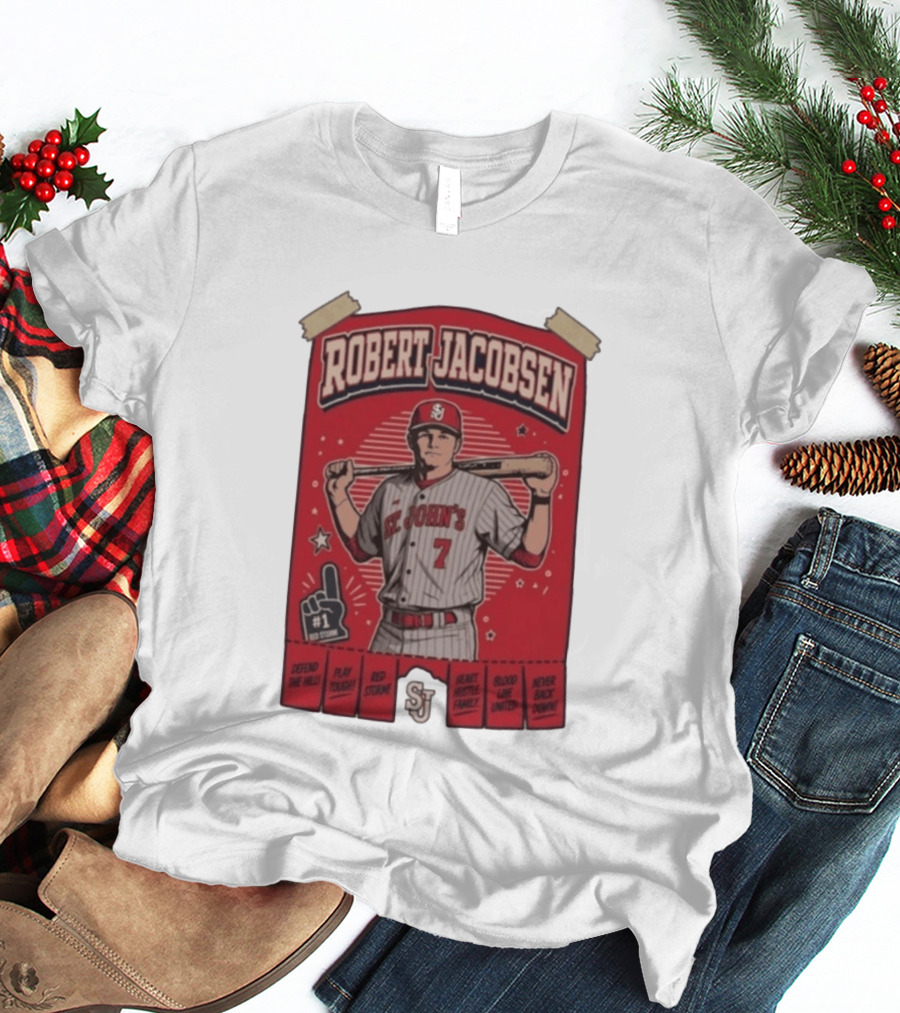 Robert Jacobsen St John's 7 Red Storm Defend The Hill Play Tough Blood Line United T-Shirt