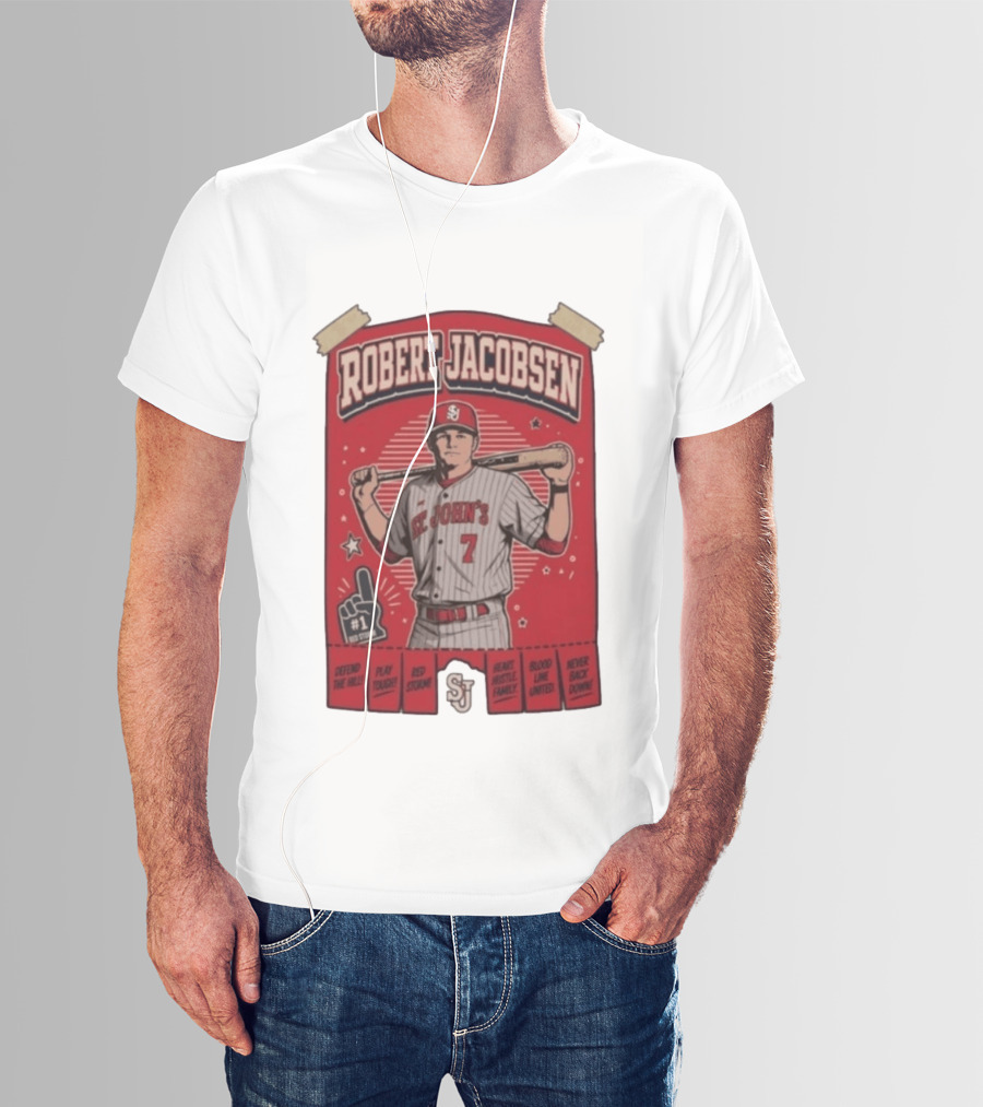 Robert Jacobsen St John's 7 Red Storm Defend The Hill Play Tough Blood Line United T-Shirt