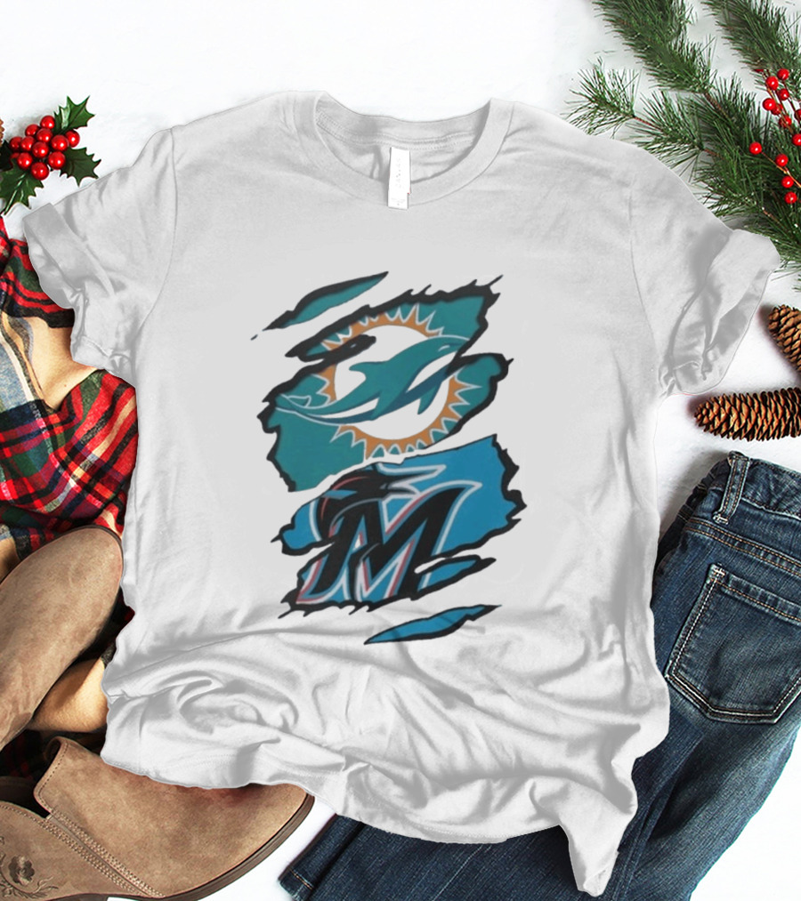 Miami Dolphins Marlins Beneath The Surface NFL MLB T-Shirt
