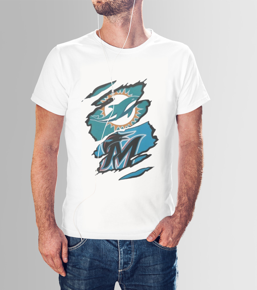 Miami Dolphins Marlins Beneath The Surface NFL MLB T-Shirt