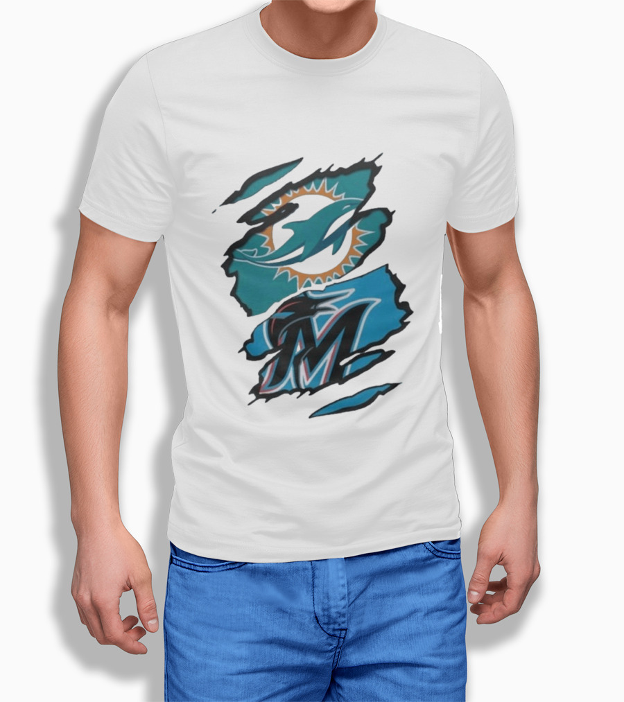 Miami Dolphins Marlins Beneath The Surface NFL MLB T-Shirt