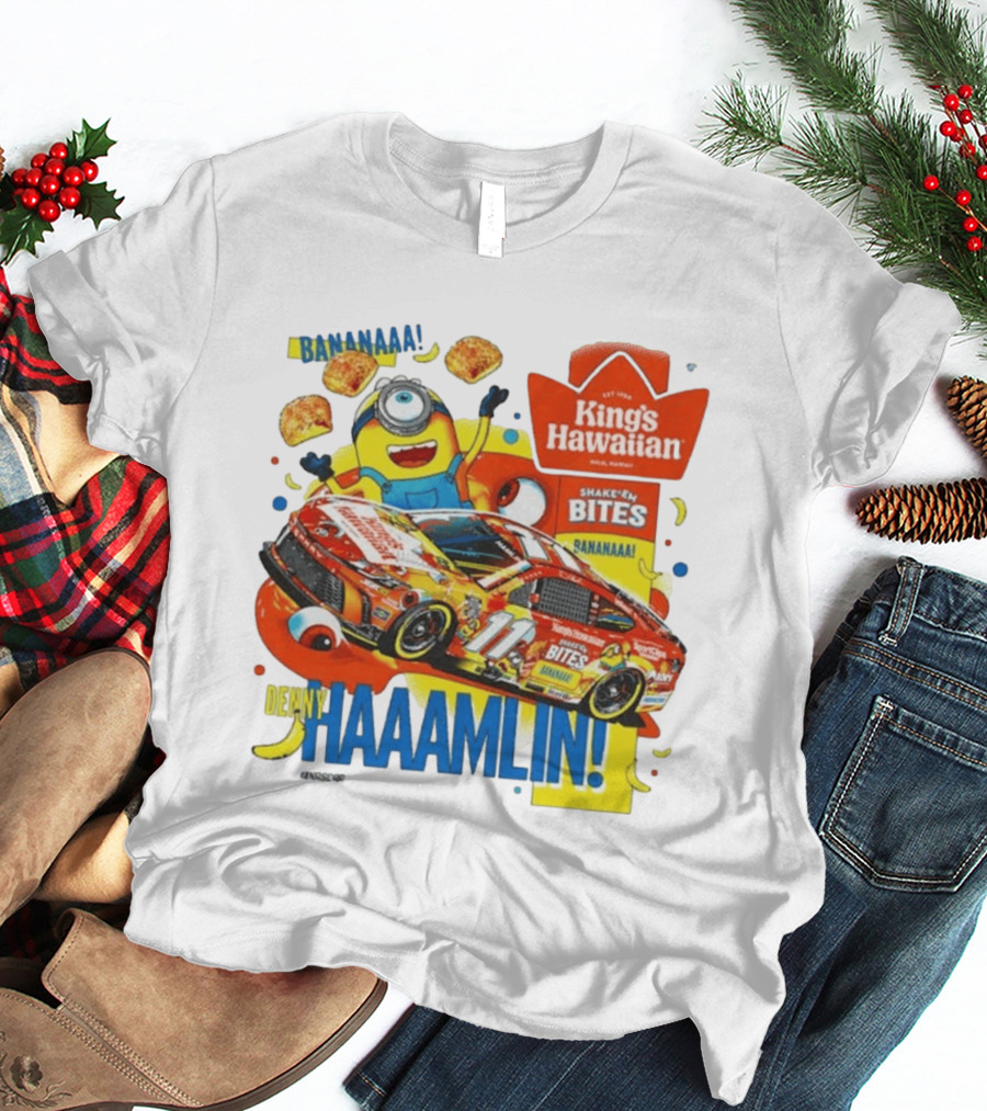 Minions Bananaa With Denny Hamlin King's Hawaiian Shake 'n Bites Racing 2026 T-Shirt