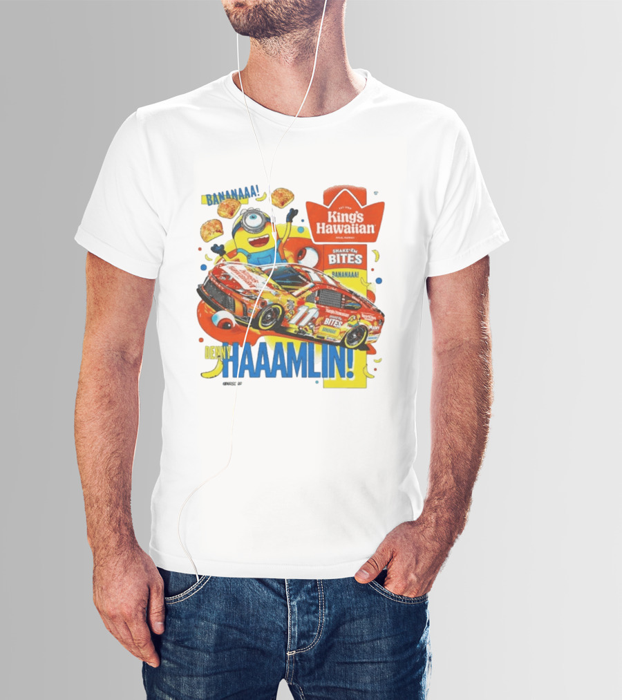 Minions Bananaa With Denny Hamlin King's Hawaiian Shake 'n Bites Racing 2026 T-Shirt