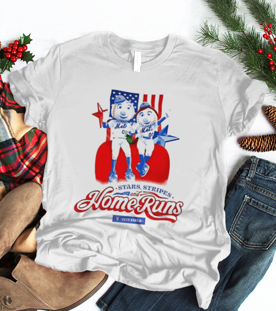 New York Mets Stars Stripes Home Runs Mr Met America T-Shirt