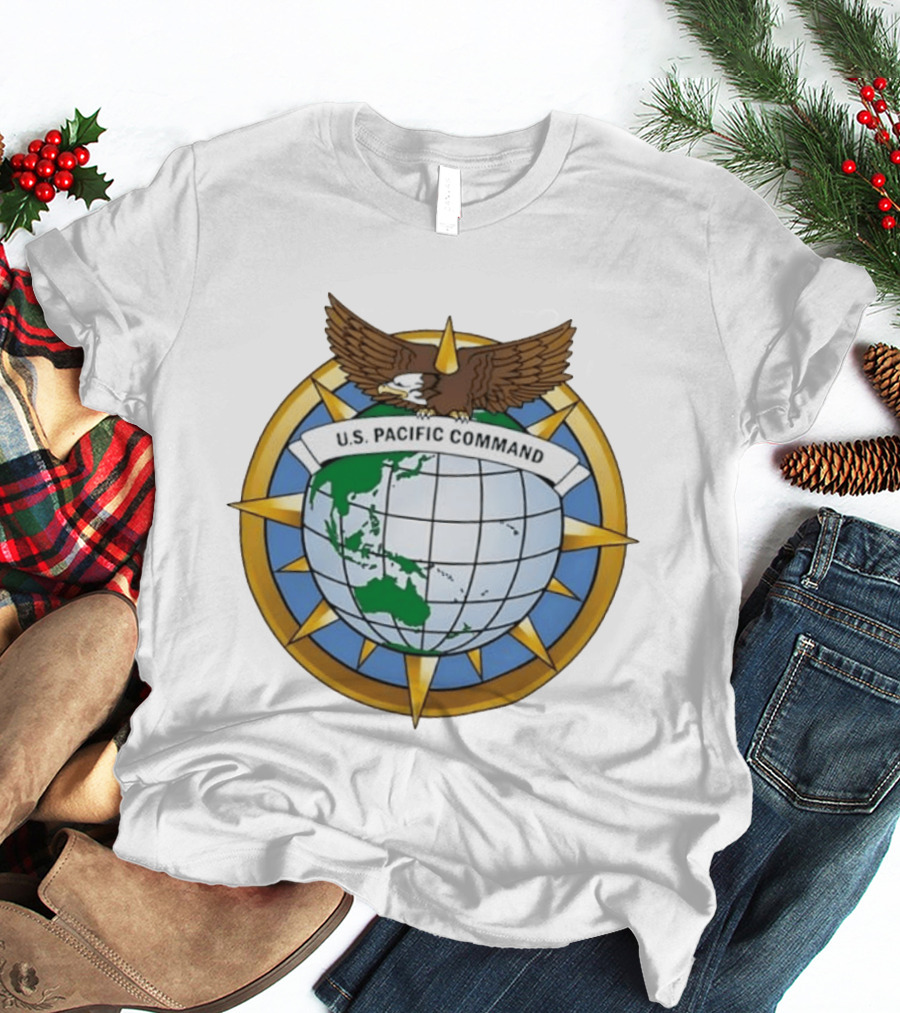 U.S. Pacific Command Eagle Emblem Indo Pacific Map T-Shirt