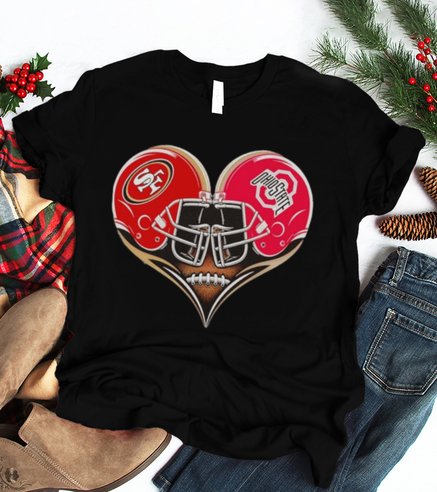 49Ers Ohio State Buckeyes Helmet Heart Love T-Shirt