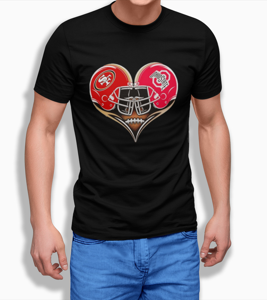 49Ers Ohio State Buckeyes Helmet Heart Love T-Shirt