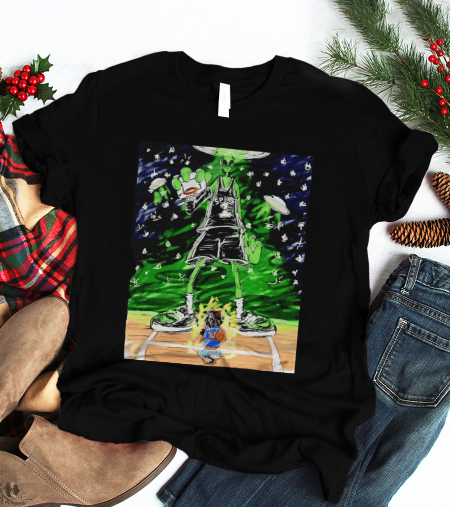 Victor Wembanyama Alien San Antonio Spurs Vs Jalen Brunson New York Knicks NBA Showdown T-Shirt
