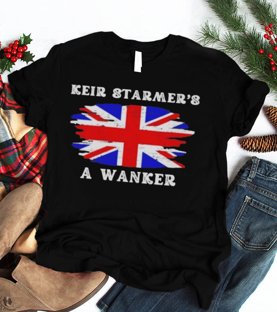 Keir Starmer's A Wanker Union Jack Flag British Political Satire T-Shirt