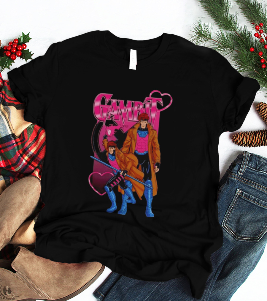 Gambit X Men Marvel Comics Character Playing Cards Hearts And Staff T-Shirt