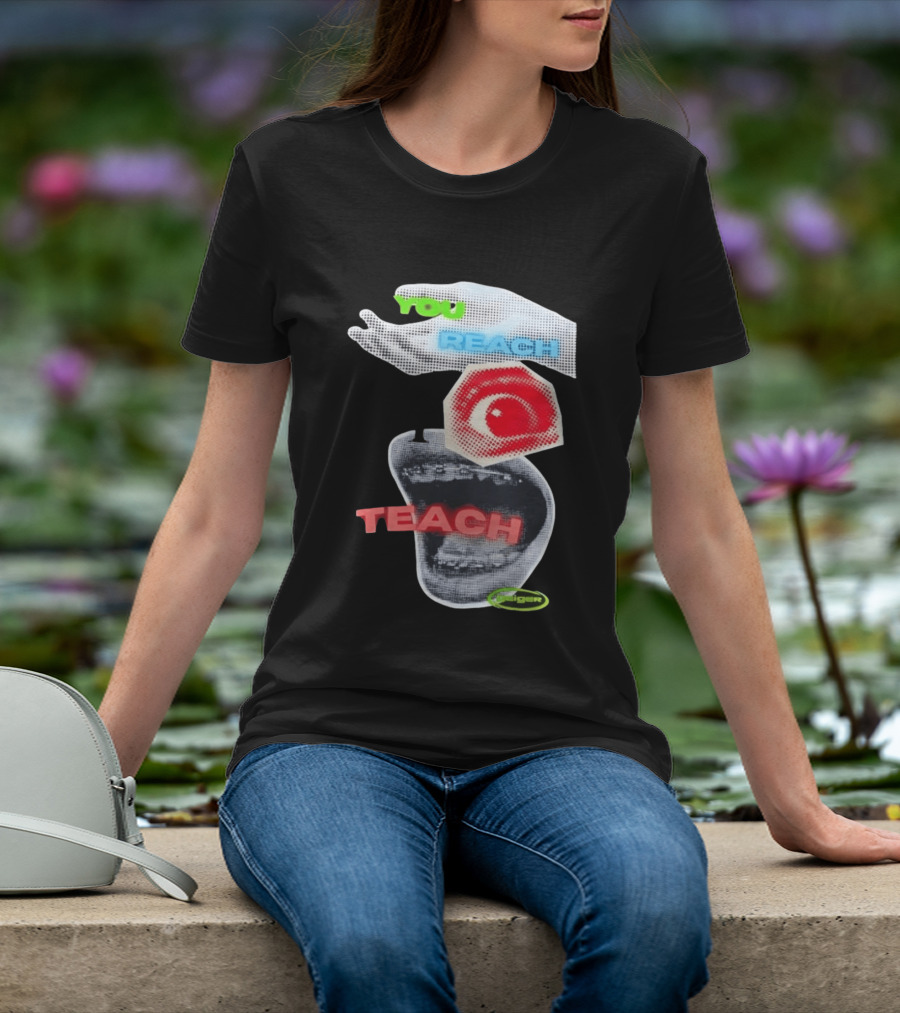 Geiger You Reach I Teach Hand Eye Mouth Collage T-Shirt