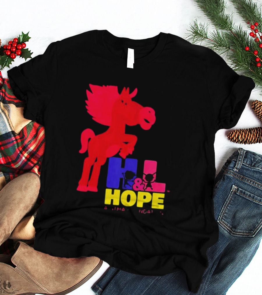 HL Hope GTMA Foundation Red Horse And Colorful Letters T-Shirt