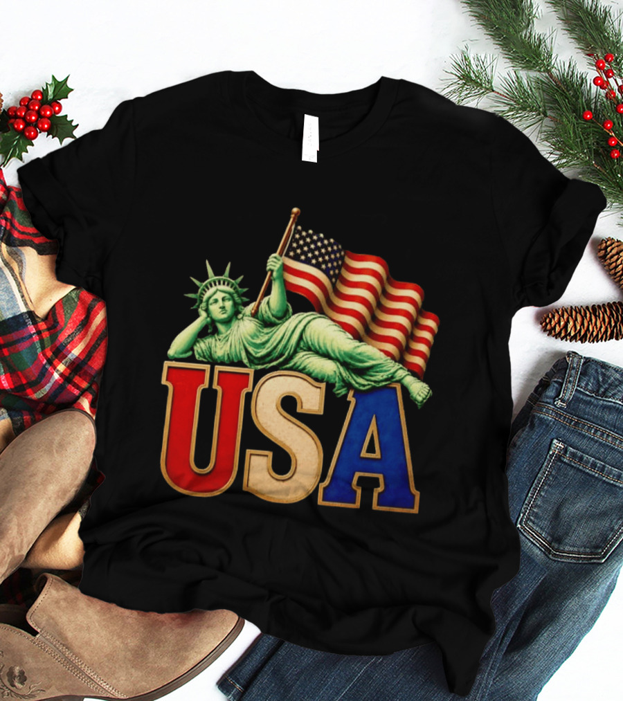 Statue Of Liberty USA Flag Patriotic T-Shirt