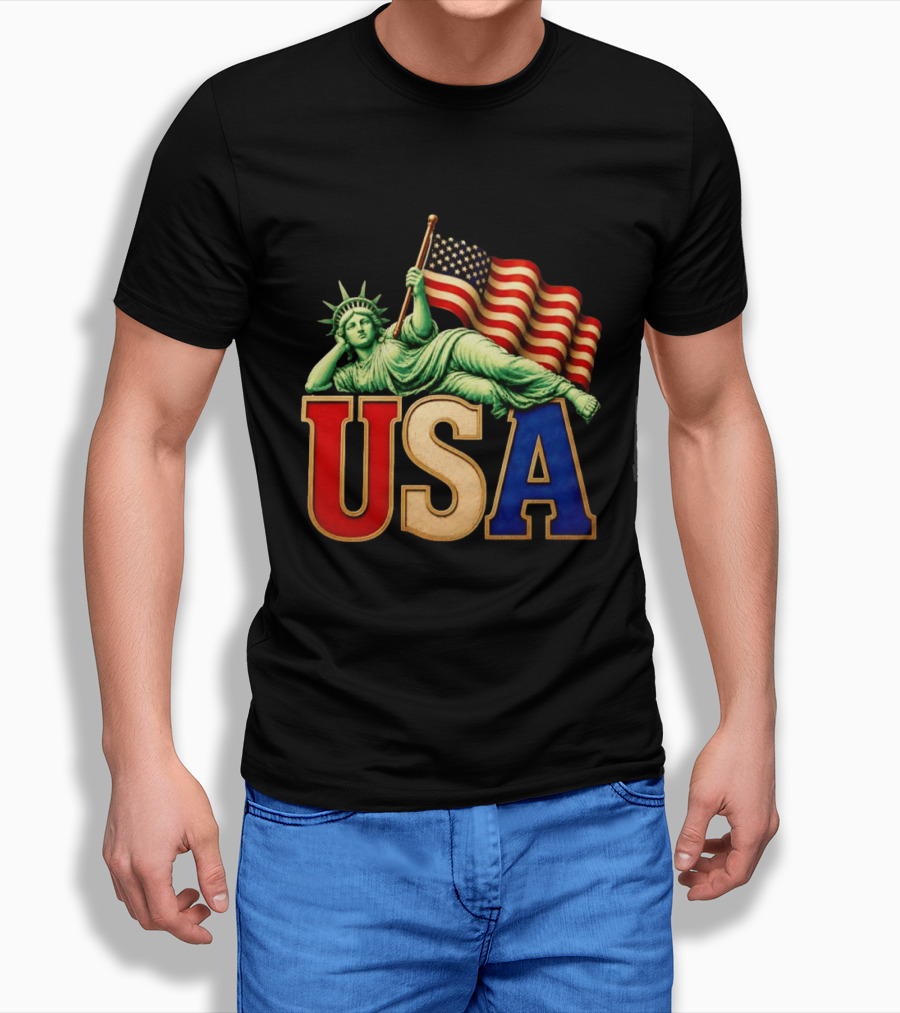 Statue Of Liberty USA Flag Patriotic T-Shirt