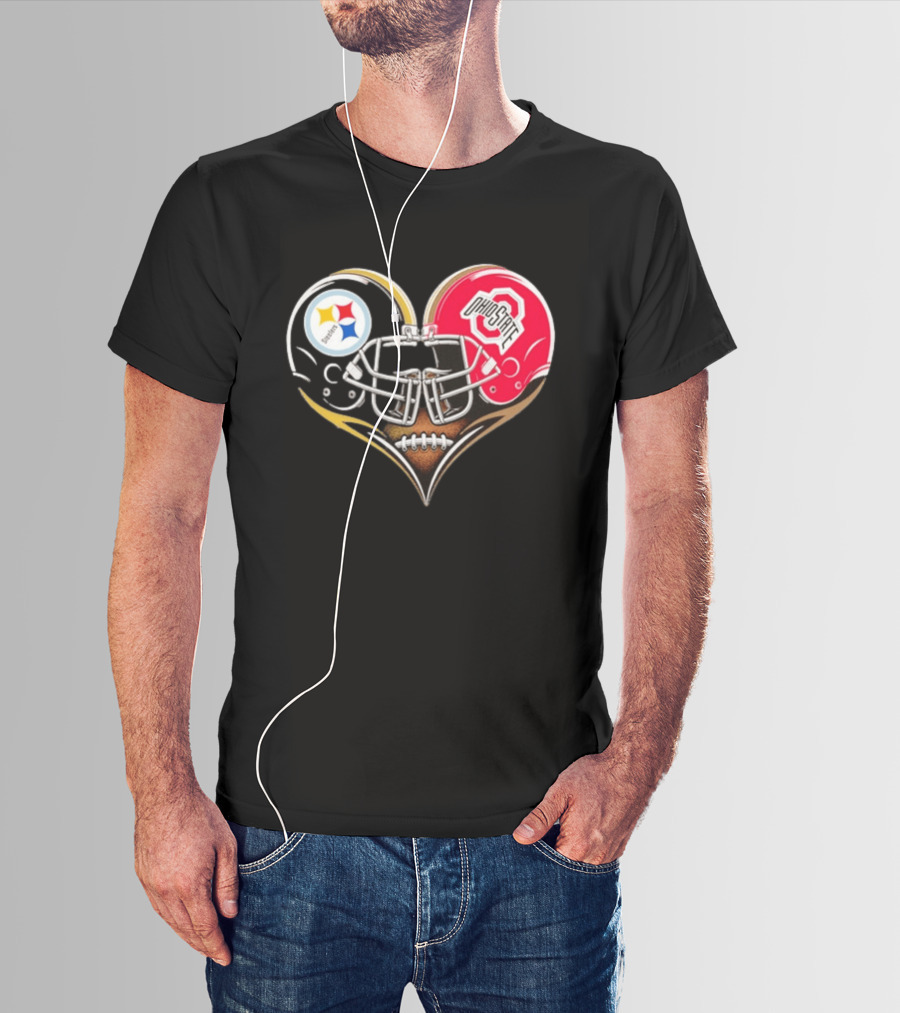 Steelers Ohio State Buckeyes Heart Helmet Fan Love T-Shirt