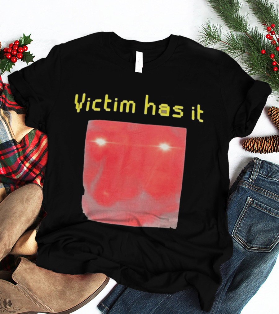 Victim Has It Bright Red Square Eyelights T-Shirt