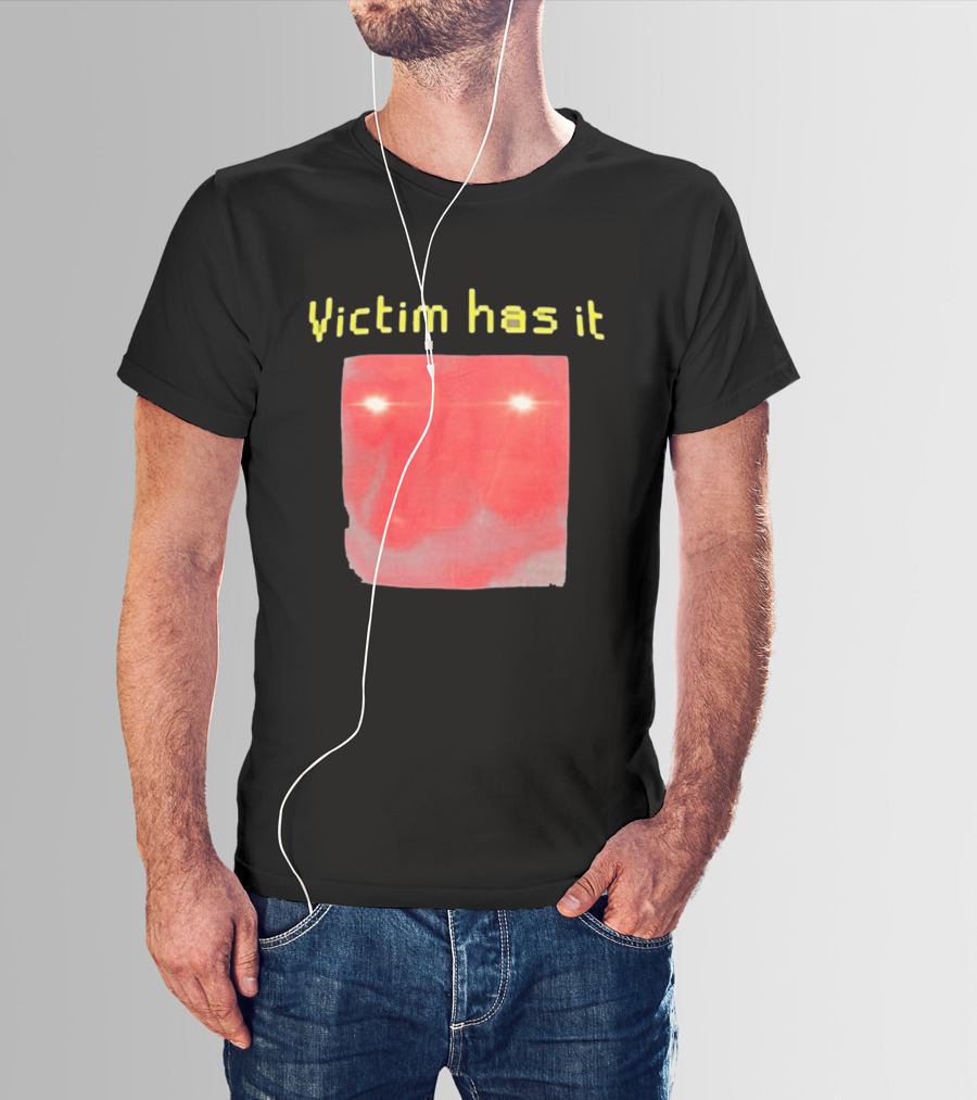 Victim Has It Bright Red Square Eyelights T-Shirt