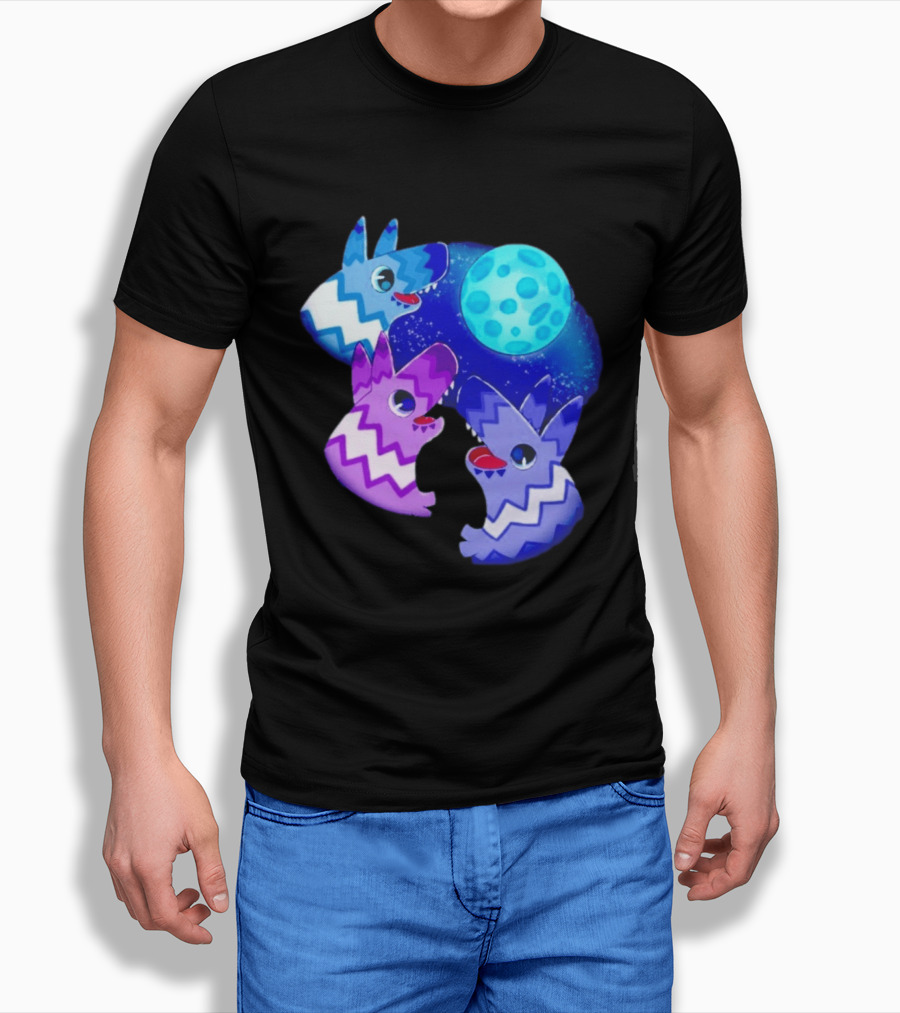 Pinata Dogs Howling At The Moon Blue Zigzag T-Shirt