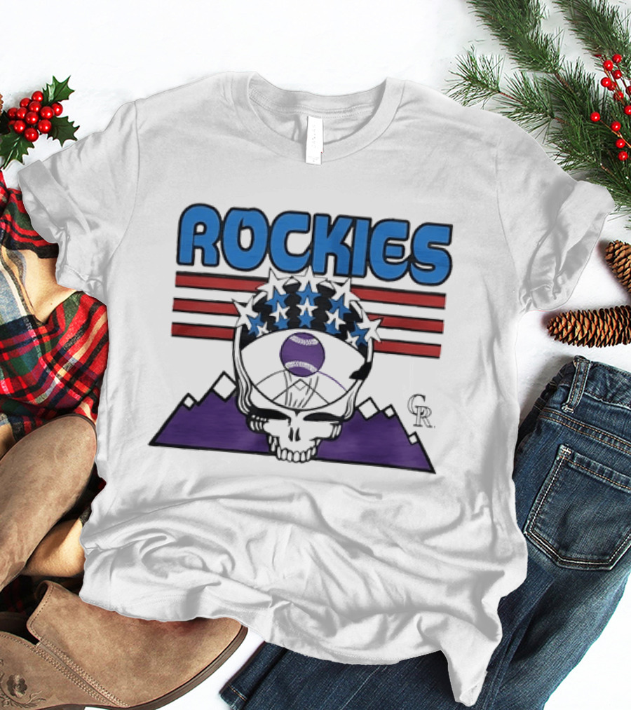 Rockies Skull Grateful Dead CR Baseball T-Shirt