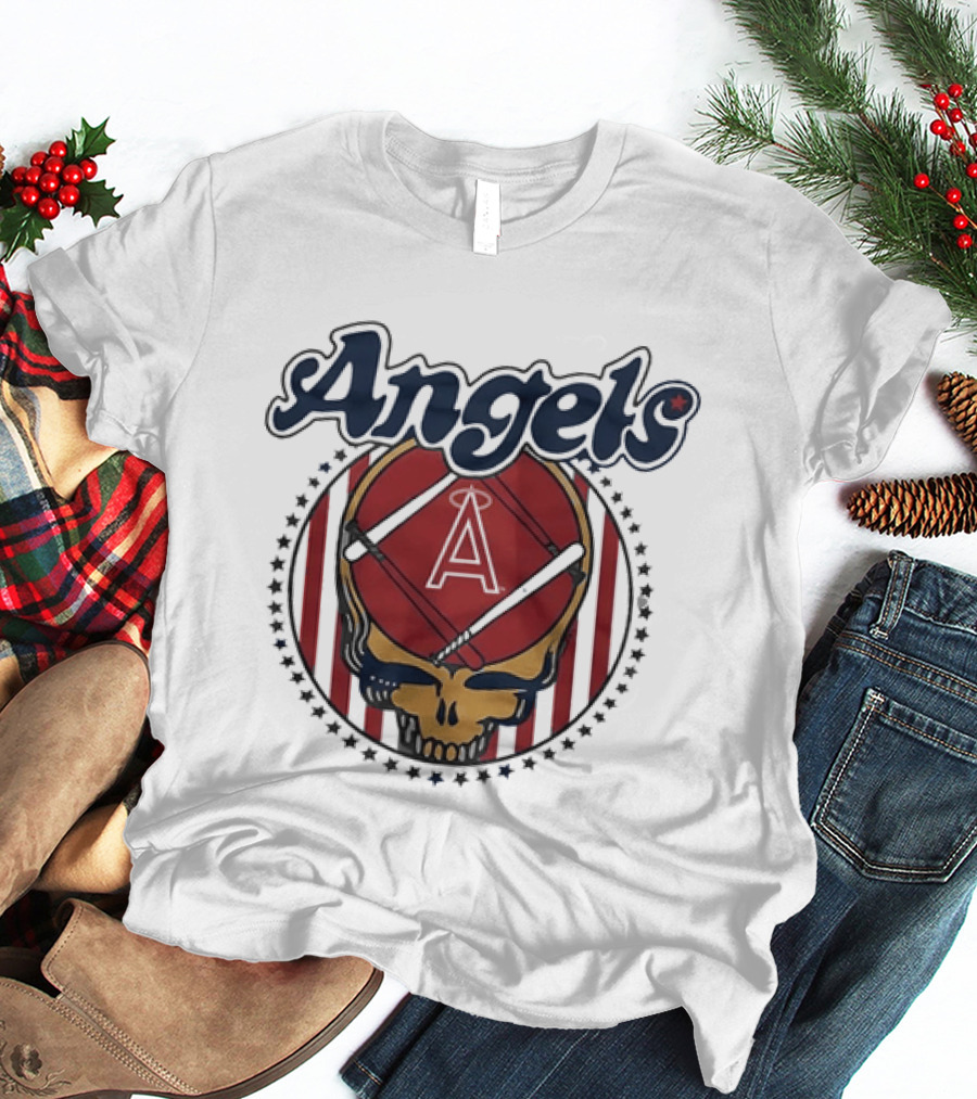 Los Angeles Angels Grateful Dead Steal Your Face Baseball Angels Skull T-Shirt