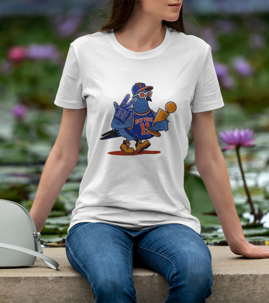 New York Knicks NBA Pigeon Bing Bong 26 73 70 Trophy T-Shirt