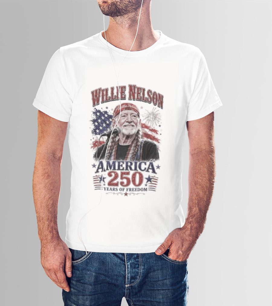 Willie Nelson America 250 Years Of Freedom Stars And Stripes Celebration T-Shirt