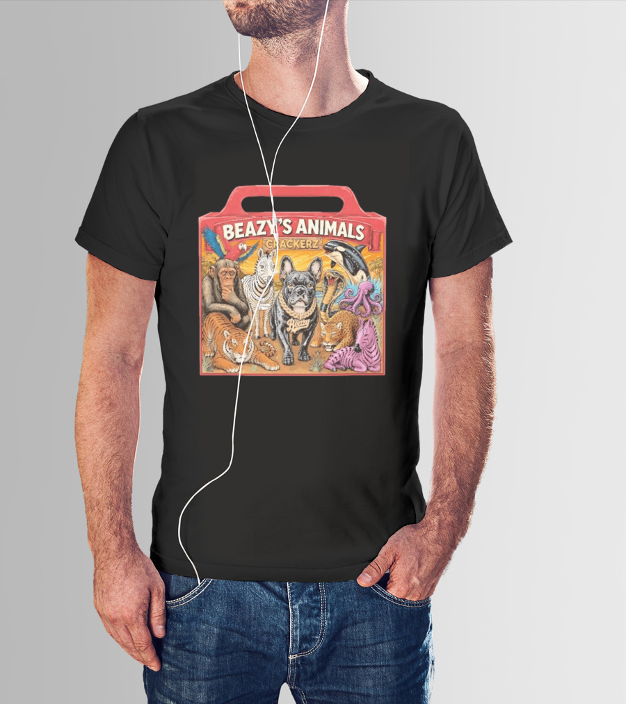 Beazy's Animals Crackerz French Bulldog Tiger Zebra Monkey Parrot Octopus T-Shirt