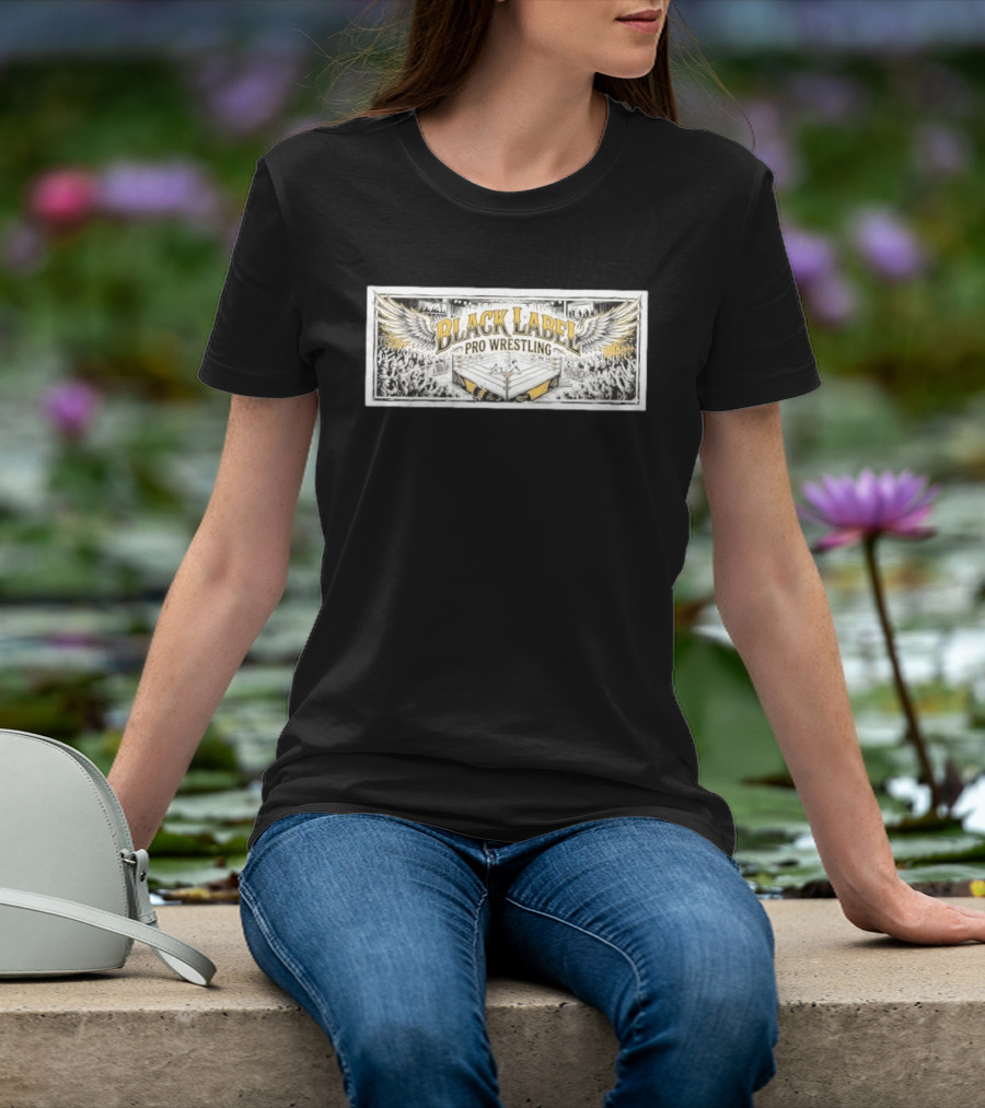 Black Label Pro Wrestling Winged Ring Fans Indie Wrestling T-Shirt