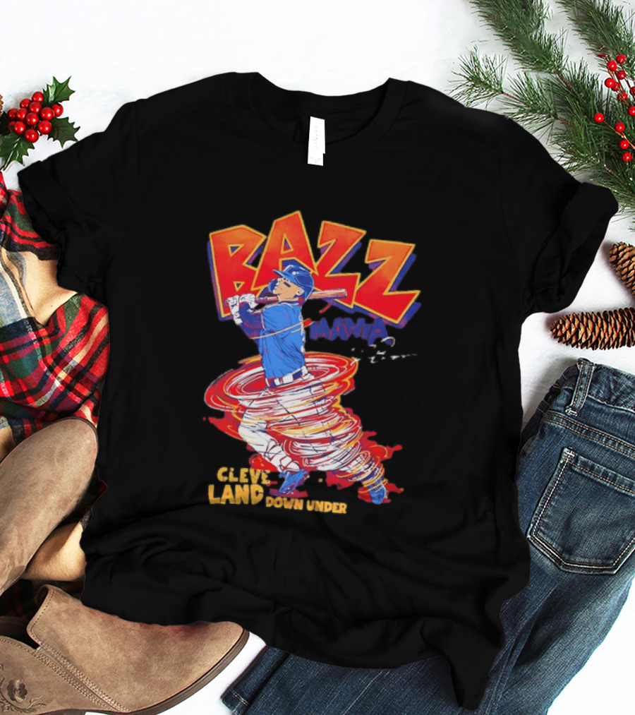 Bazz Mania Cleveland Down Under Travis Bazzana Batting Baseball T-Shirt