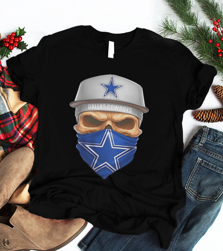 Dallas Cowboys Skull Bandana Cap Men Star T-Shirt