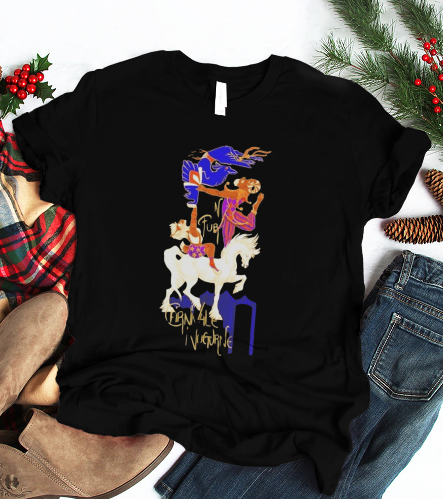 Carnivale Nocturne Jester And Horse With Vibrant Circus Animal And Bird T-Shirt