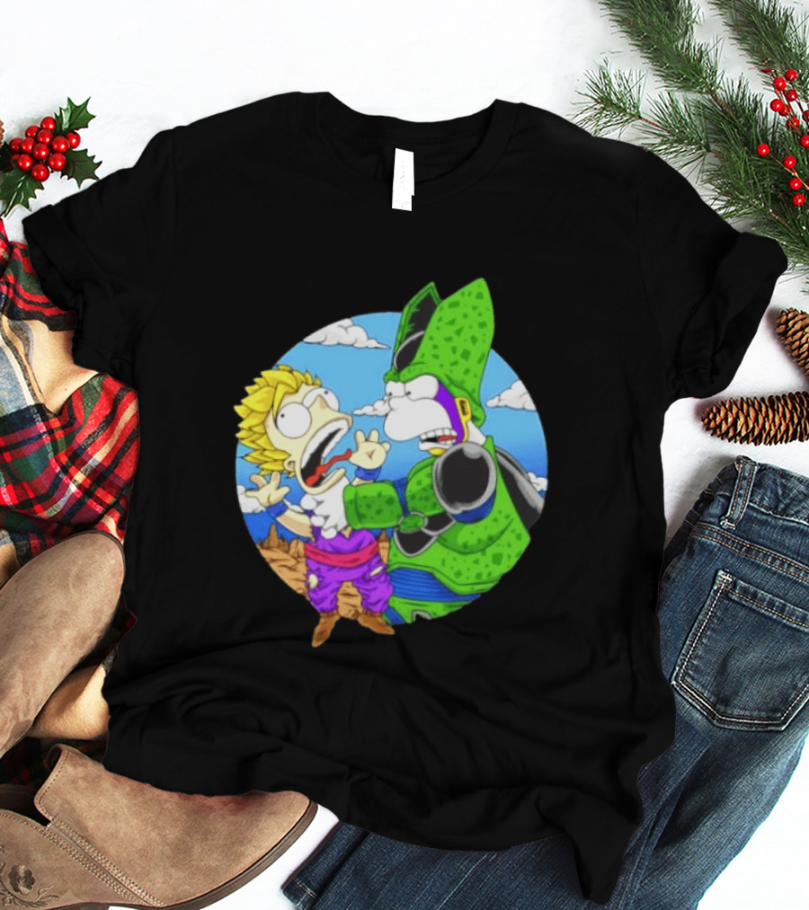 Gohan Cell Dragon Ball Z Bart Homer Simpson Mashup Clash T-Shirt