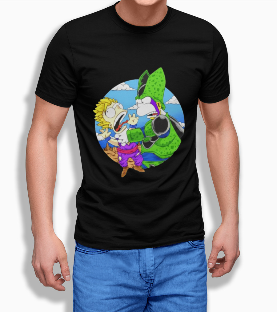 Gohan Cell Dragon Ball Z Bart Homer Simpson Mashup Clash T-Shirt