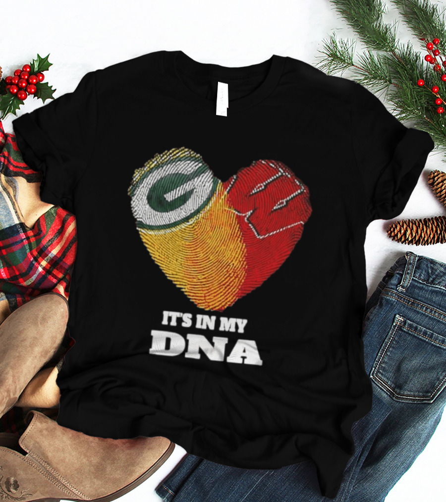 Green Bay Packers It's In My DNA Heart Fingerprint T-Shirt