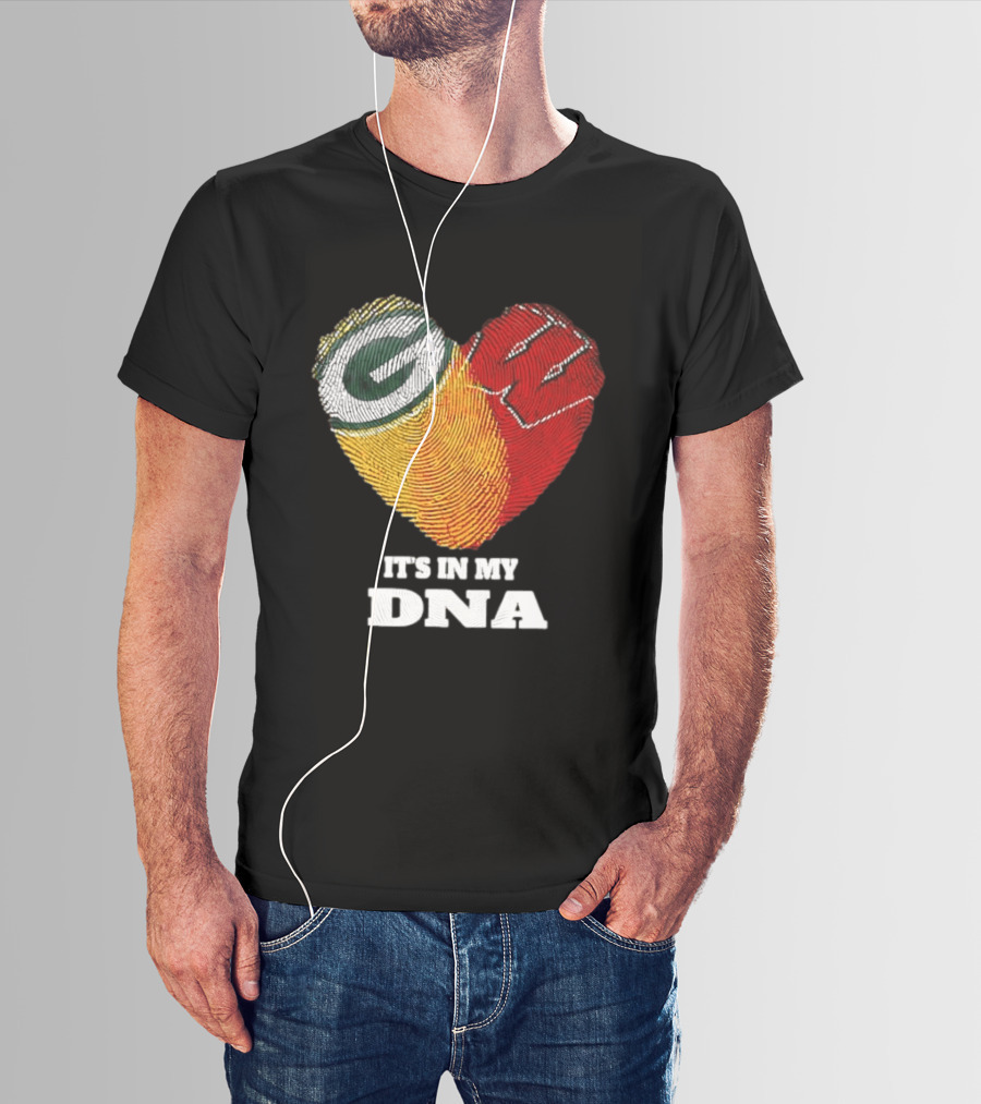 Green Bay Packers It's In My DNA Heart Fingerprint T-Shirt