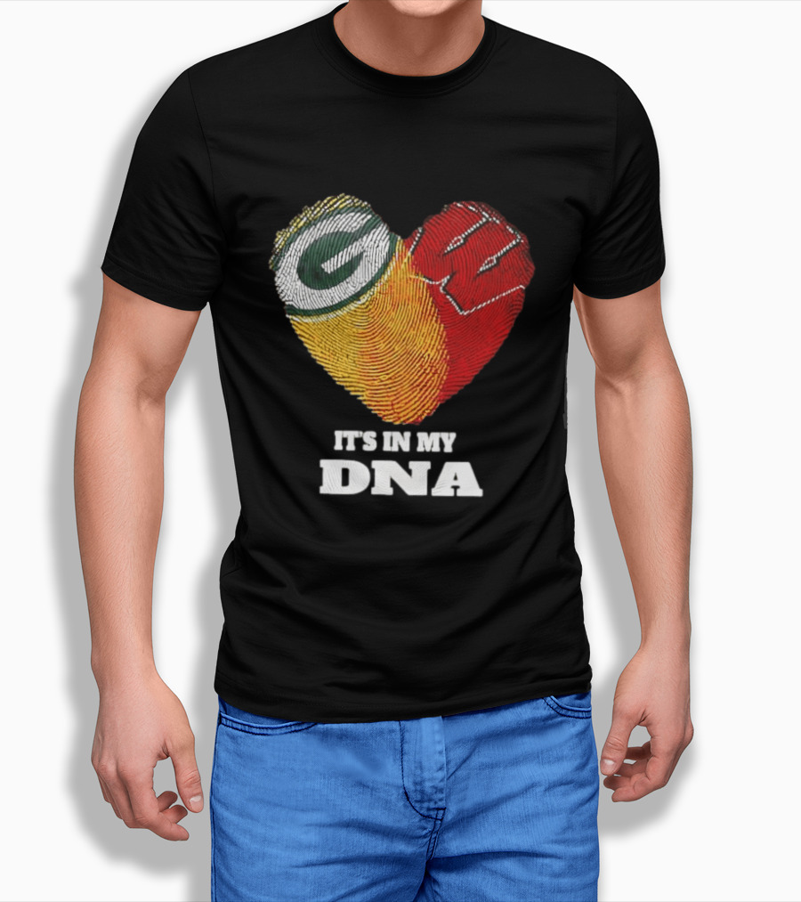 Green Bay Packers It's In My DNA Heart Fingerprint T-Shirt