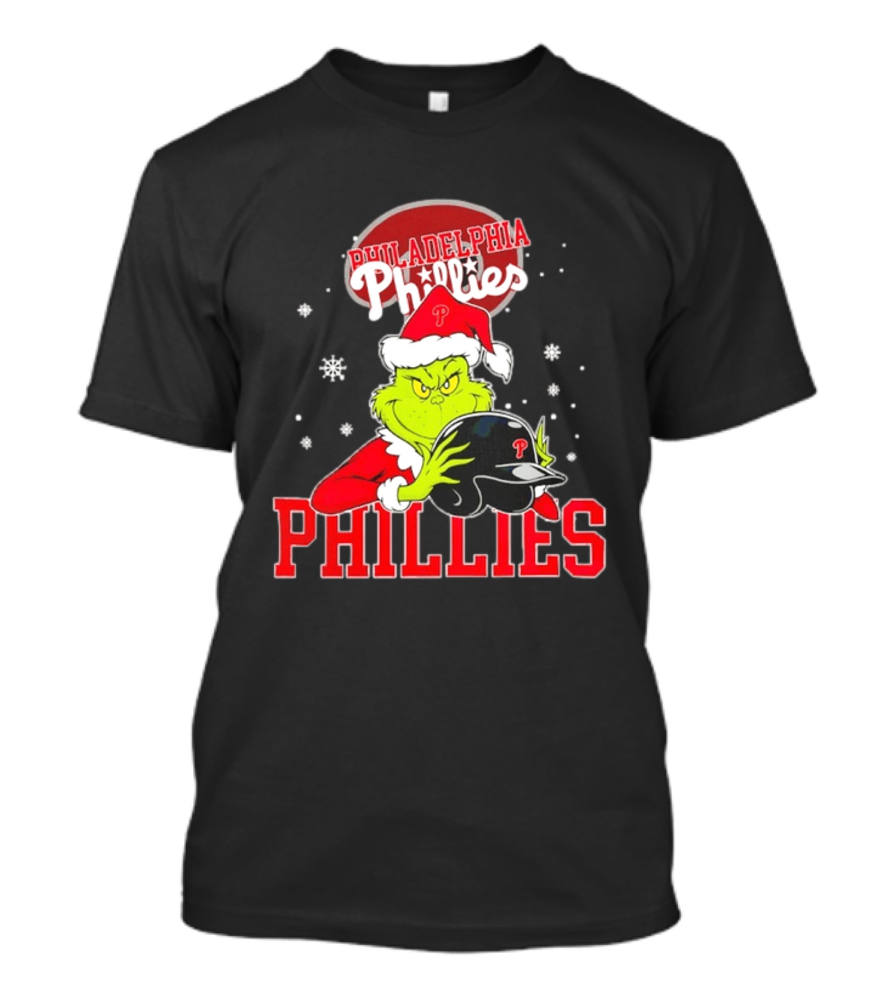 Philadelphia Phillies Grinch Hug Christmas Baseball Helmet T-Shirt