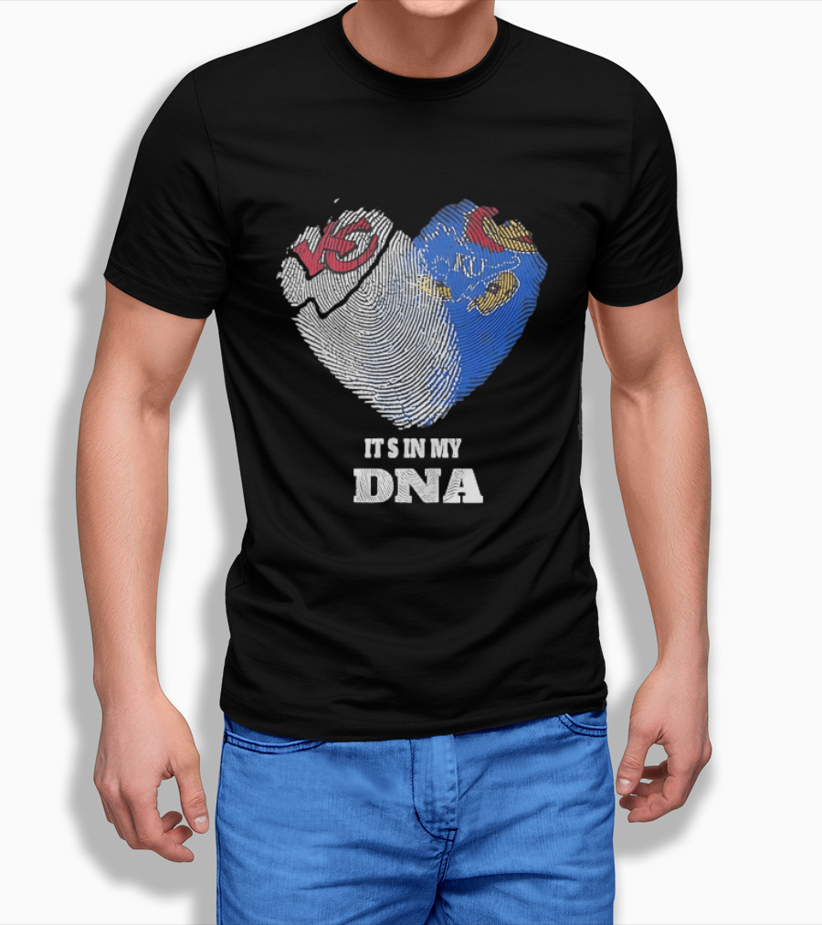 Kansas City Chiefs KU Jayhawks It's In My DNA Heart Fingerprint T-Shirt