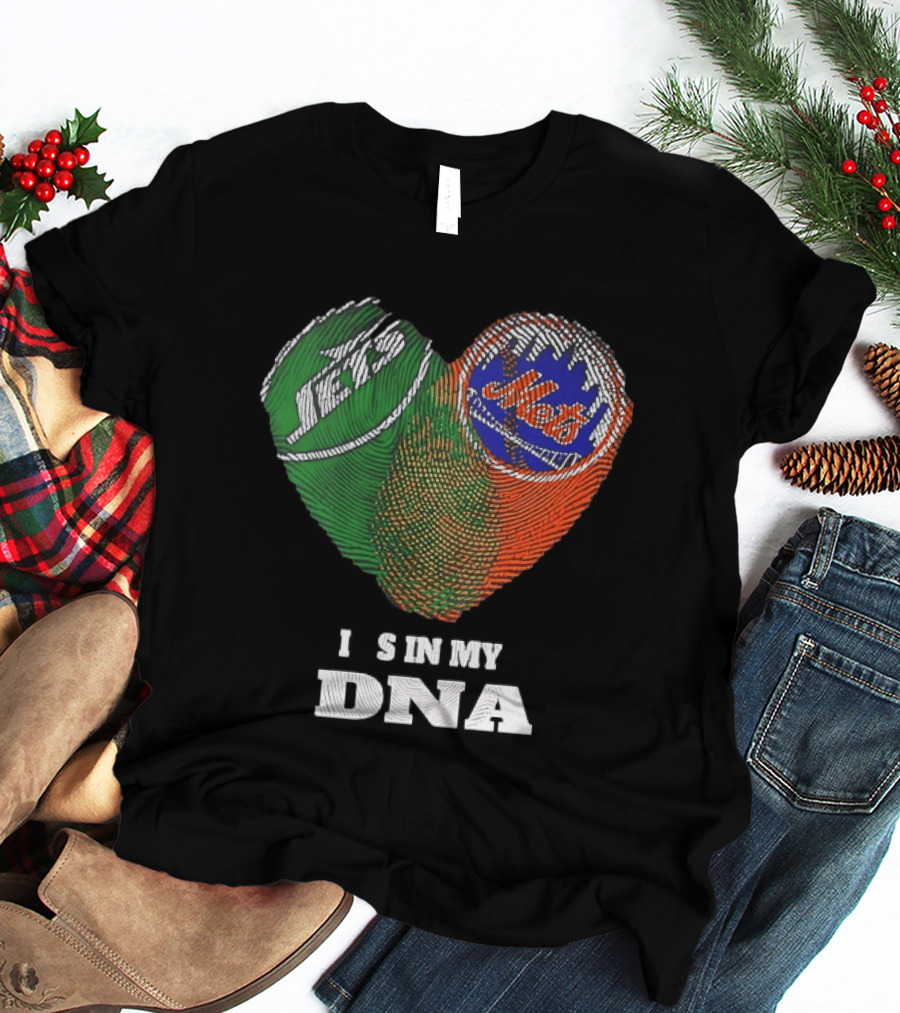 New York Jets Mets Heart Fingerprint It Is In My DNA T-Shirt